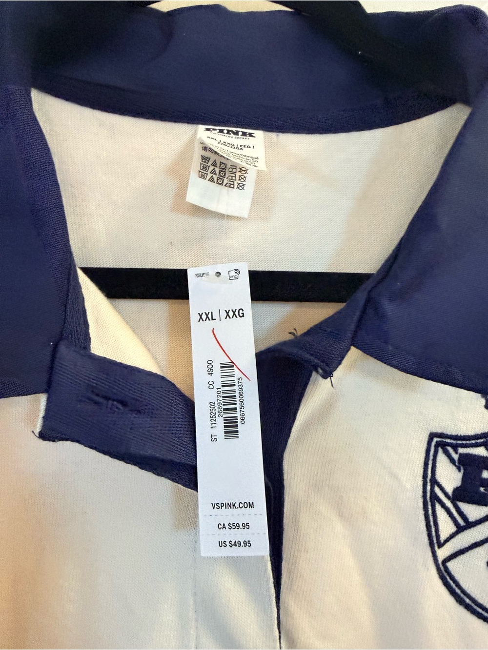 PINK Victoria's Secret Cream and Navy Polo Dress - Picture 3 of 4